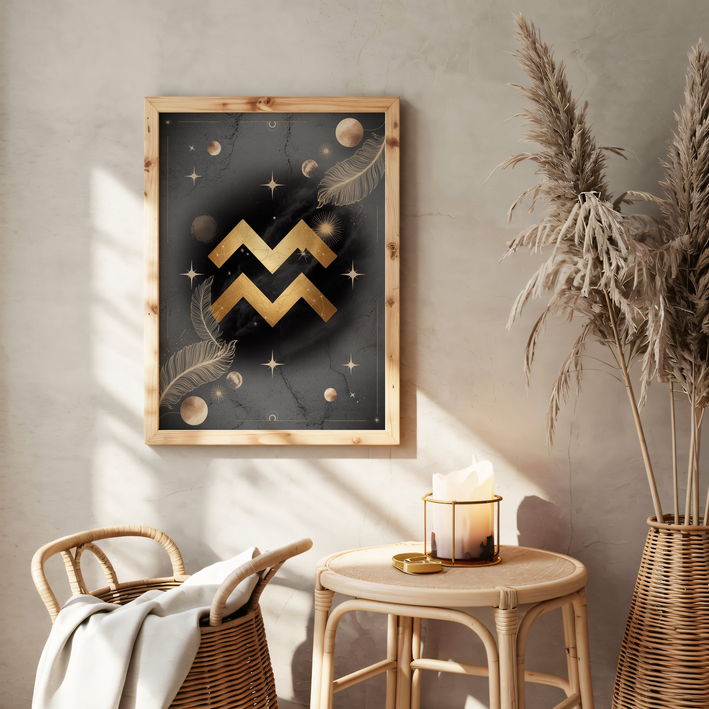 Aquarius Symbol High Contrast Wall Art