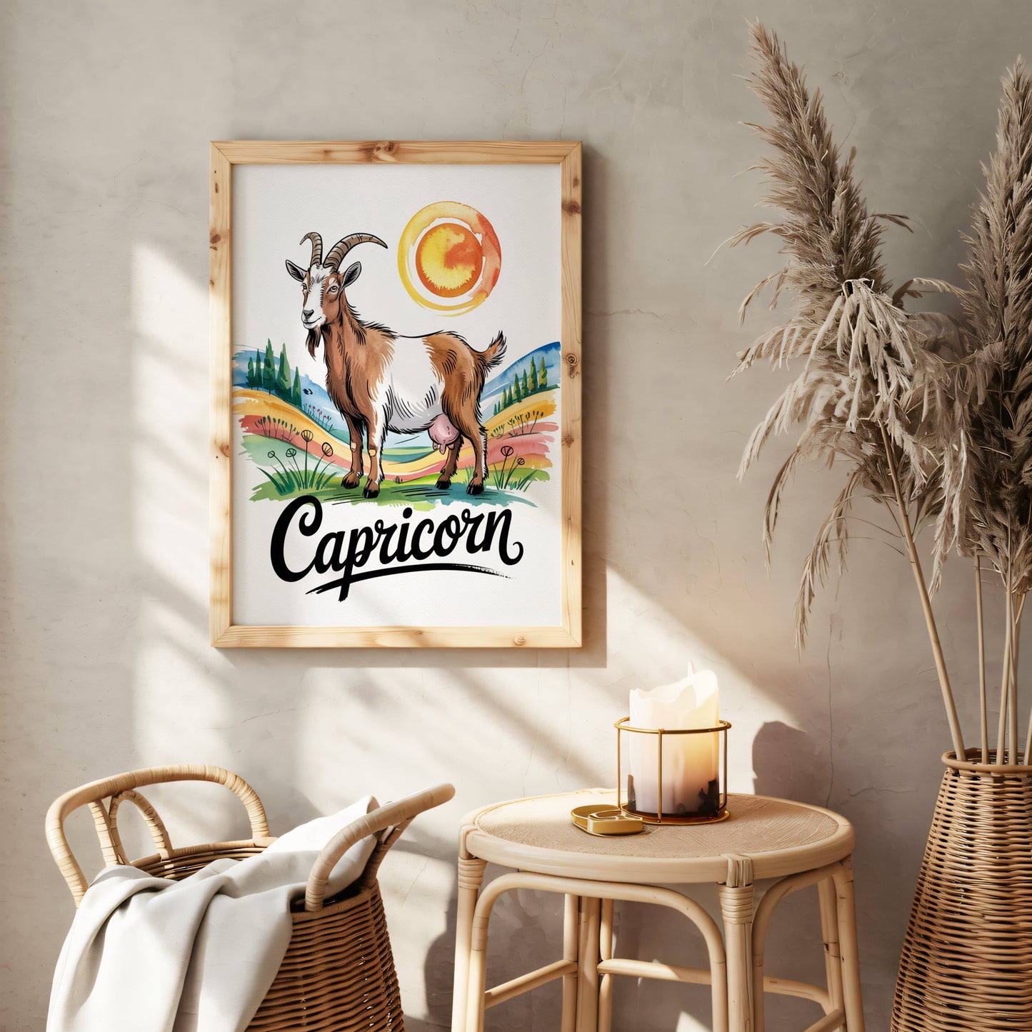 Aisle29 Posters Capricorn Goat Sun Wall Art