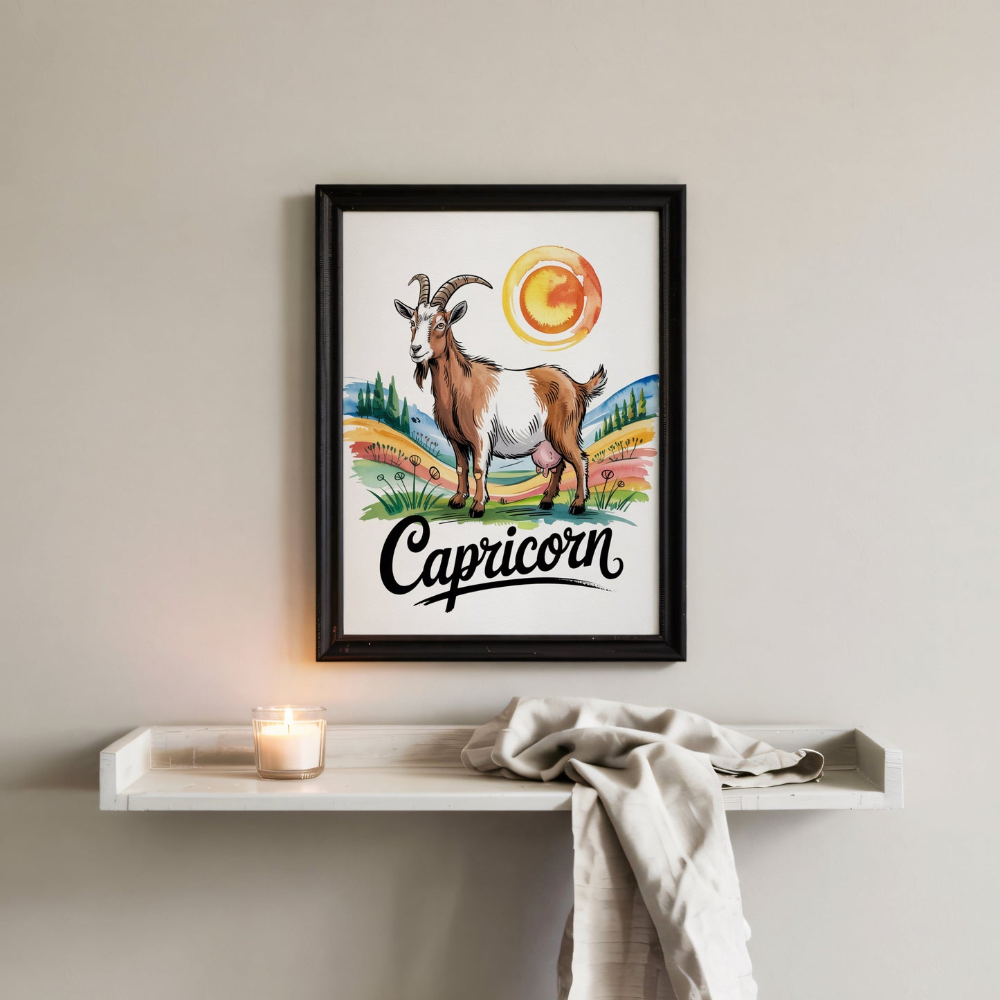 Aisle29 Posters Capricorn Goat Sun Wall Art