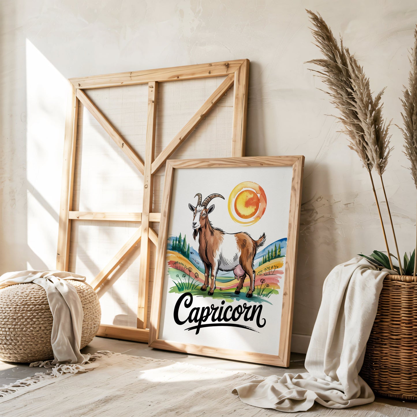 Aisle29 Posters Capricorn Goat Sun Wall Art