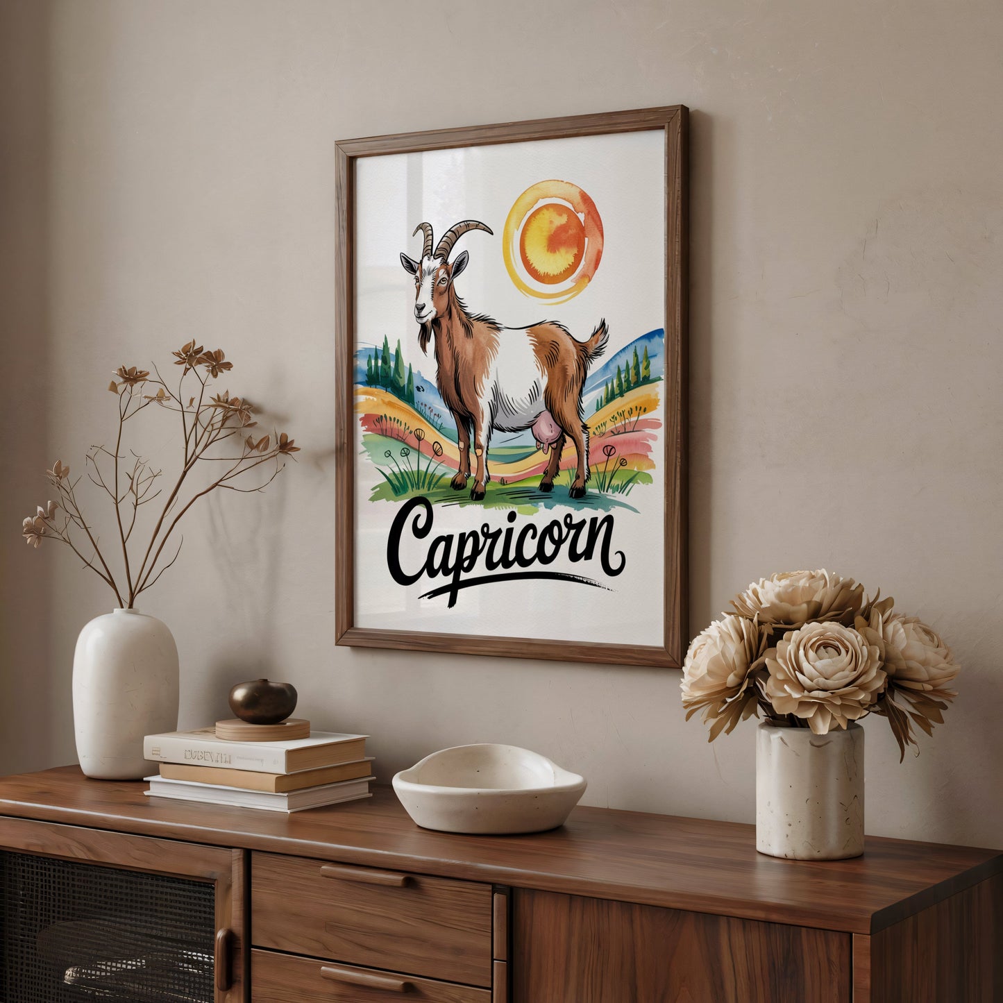 Aisle29 Posters Capricorn Goat Sun Wall Art