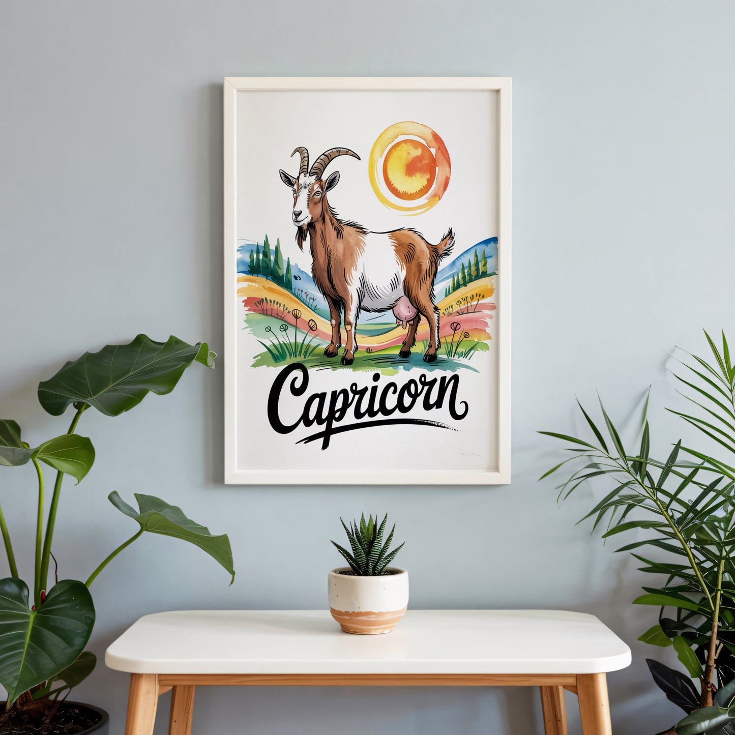 Aisle29 Posters Capricorn Goat Sun Wall Art