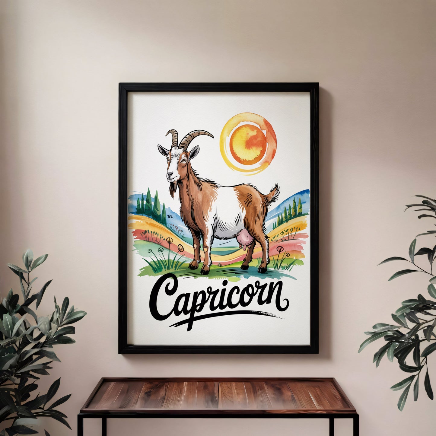 Aisle29 Posters Horned Goat Capricorn Wall Art