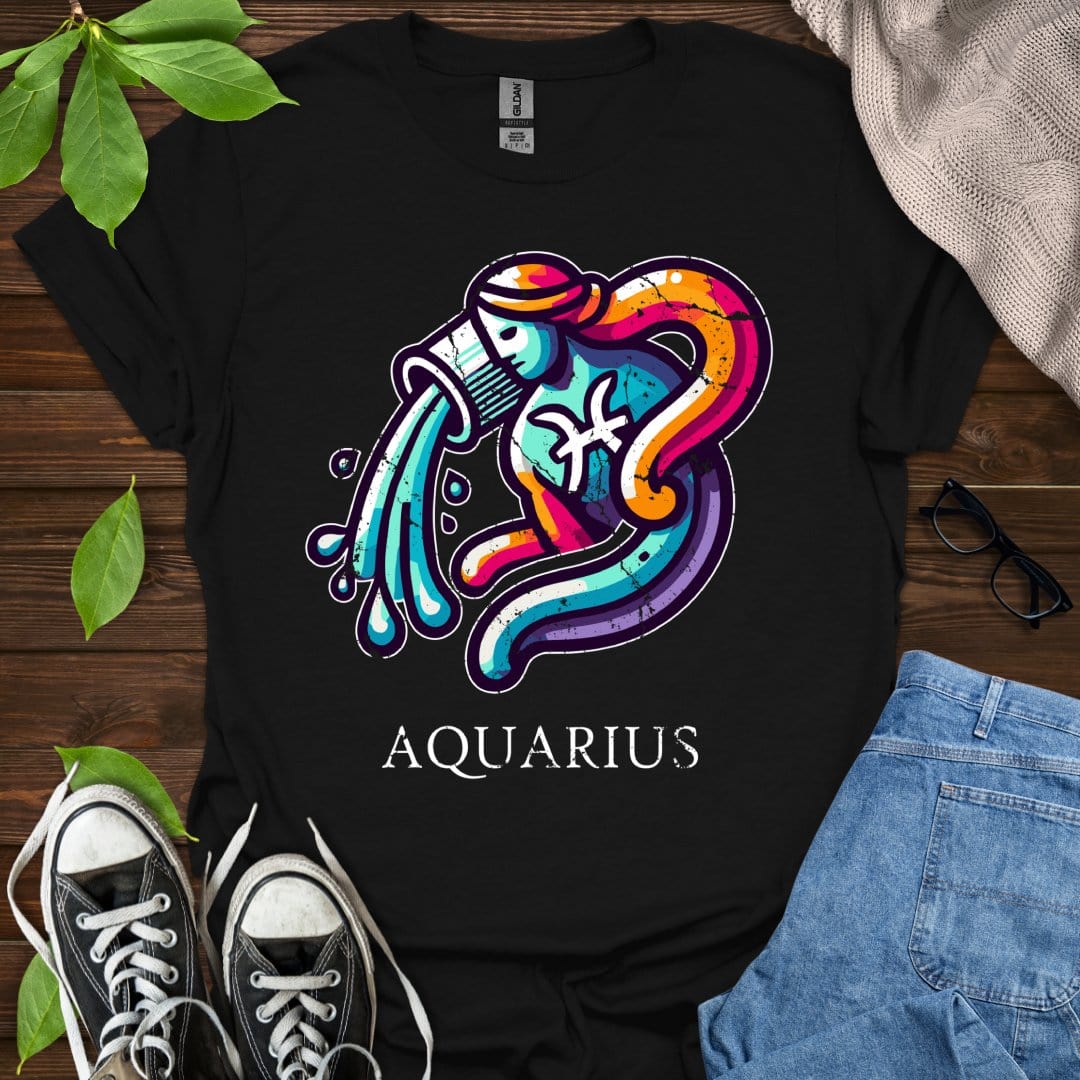 Printify T-Shirt Black / XS Aquarius (Simple)