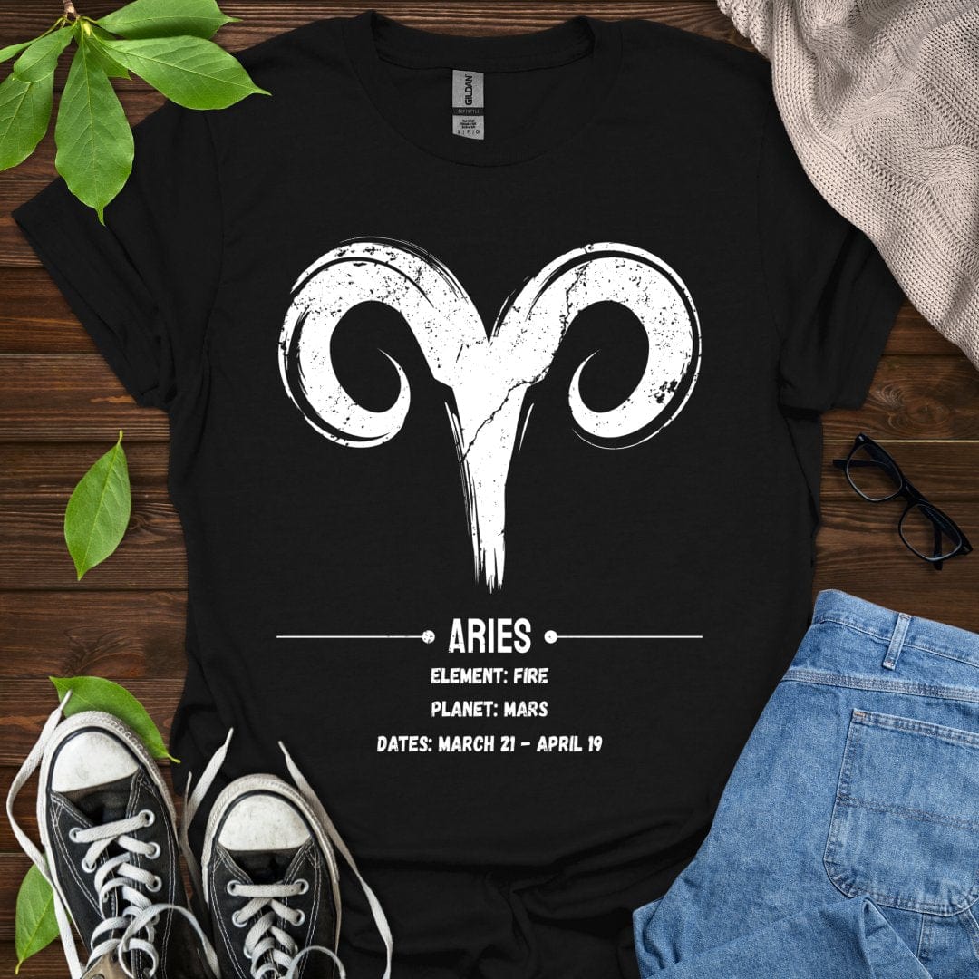 Printify T-Shirt Black / XS Aries Glyph