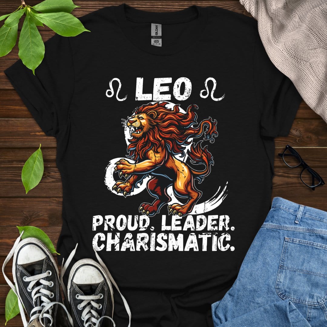 Printify T-Shirt Black / XS Leo - Proud. Leader. Charismatic.