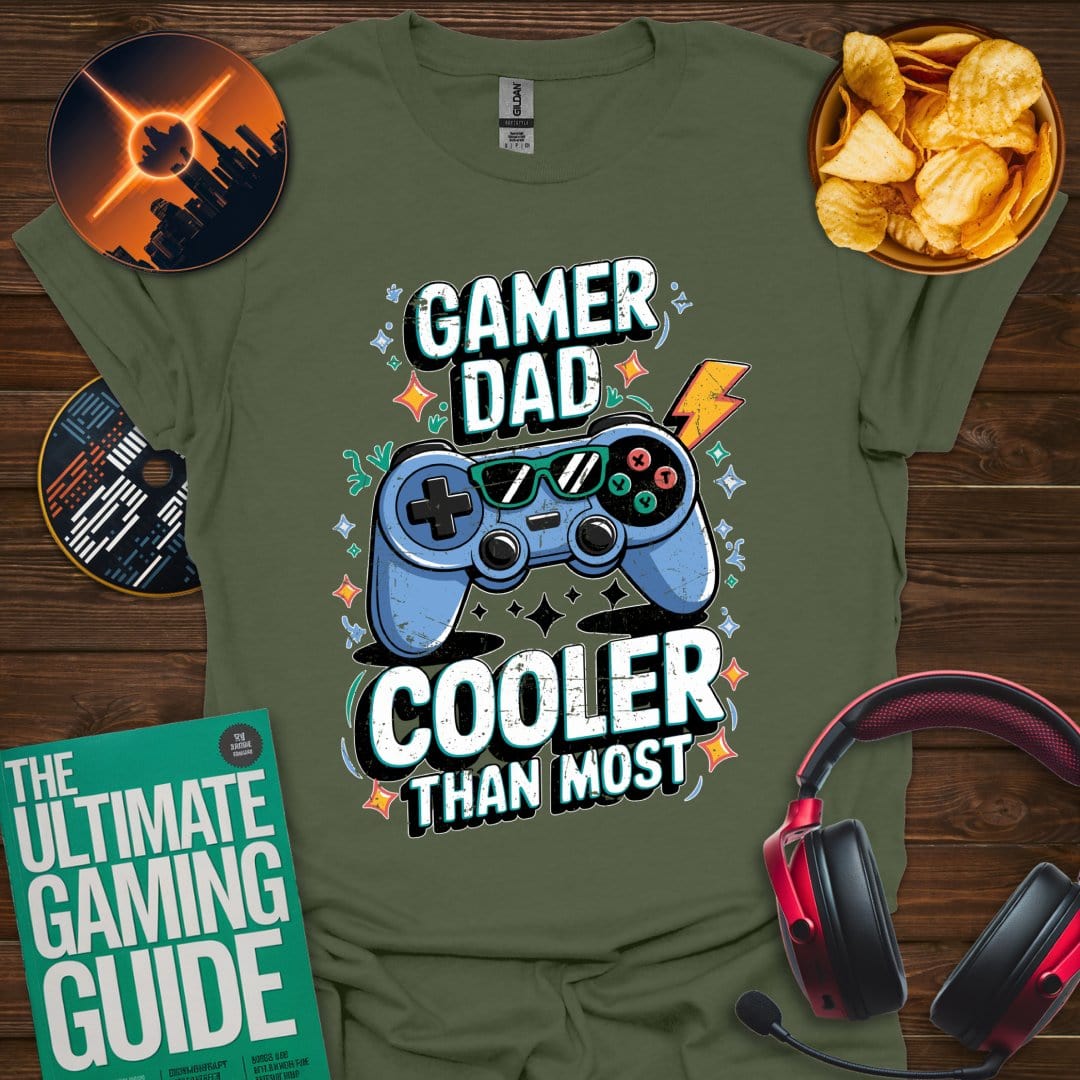 Printify T-Shirt Military Green / S Gamer Dad - Cooler Than Most