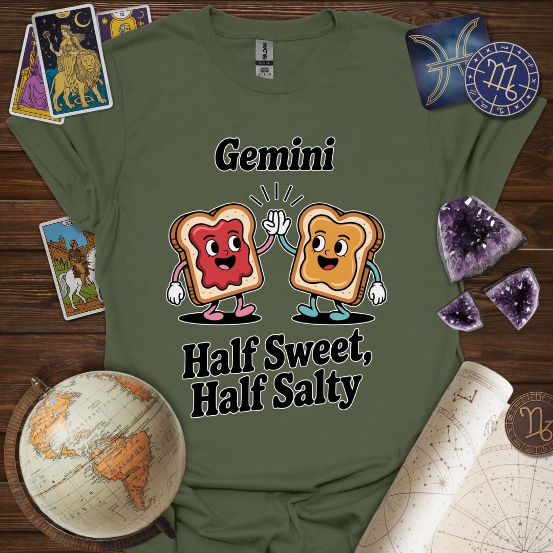Printify T-Shirt Military Green / S Gemini Zodiac Bread T-Shirt