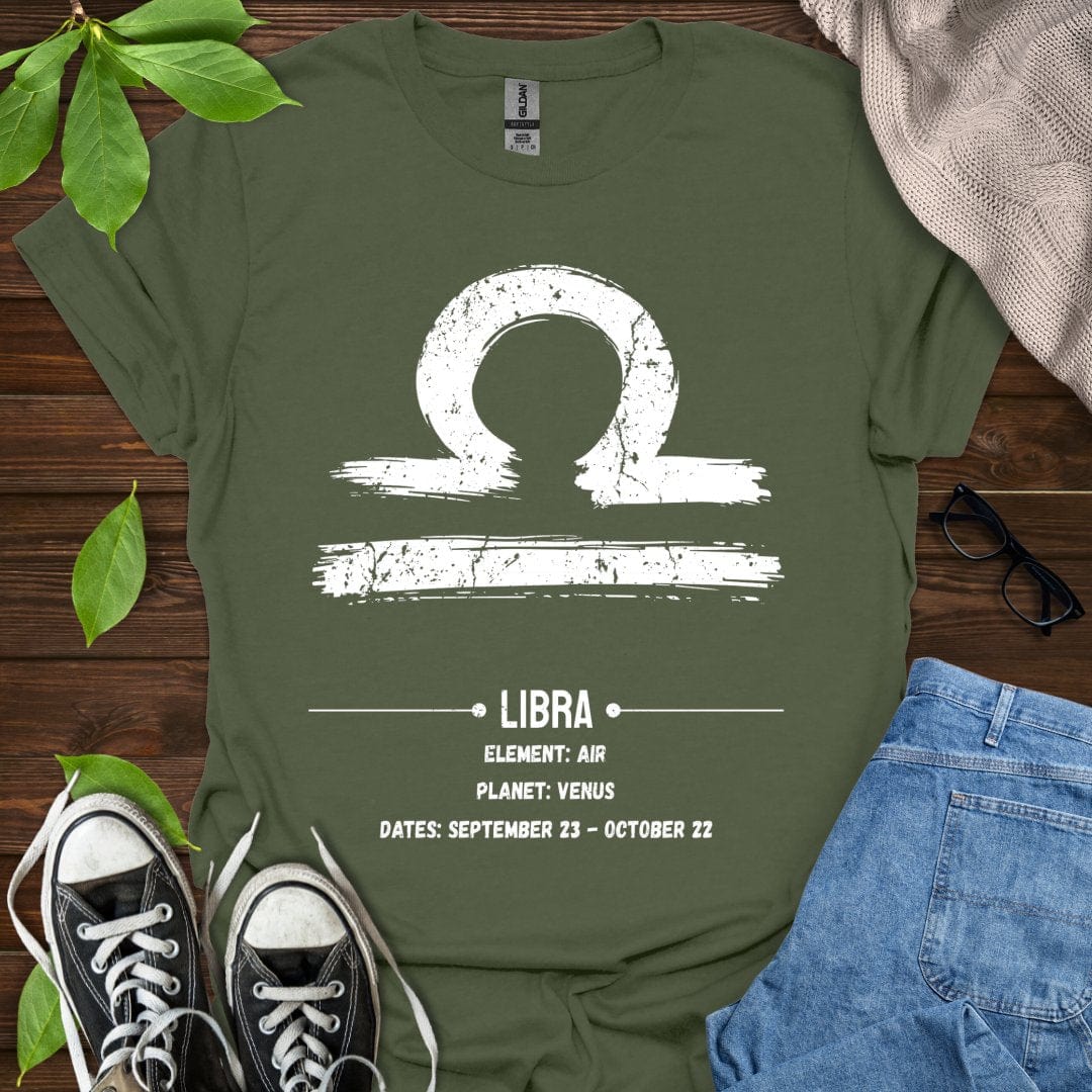 Printify T-Shirt Military Green / S Libra Glyph