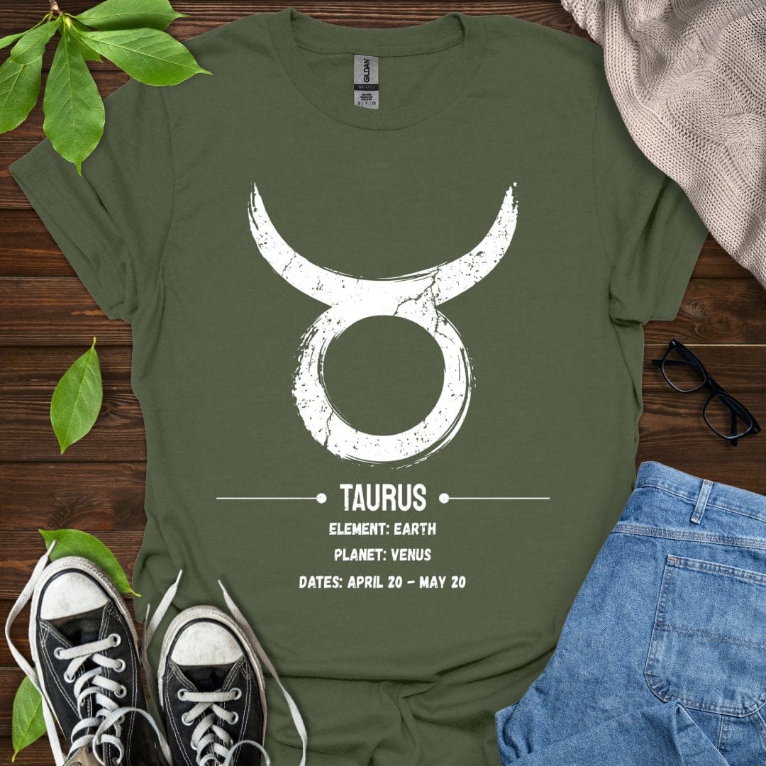 Printify T-Shirt Military Green / S Taurus Glyph