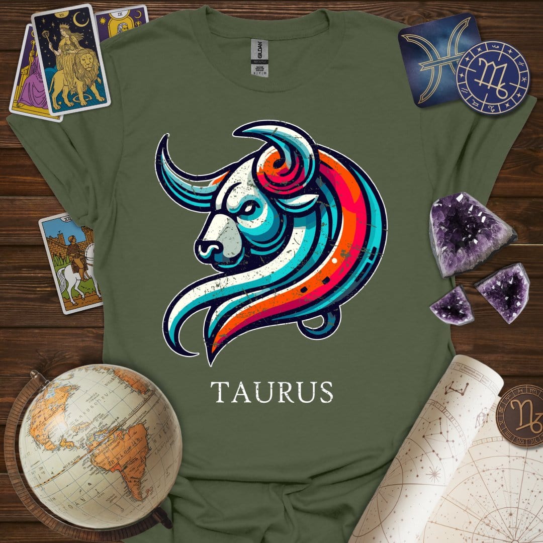 Printify T-Shirt Military Green / S Taurus Icon T-Shirt