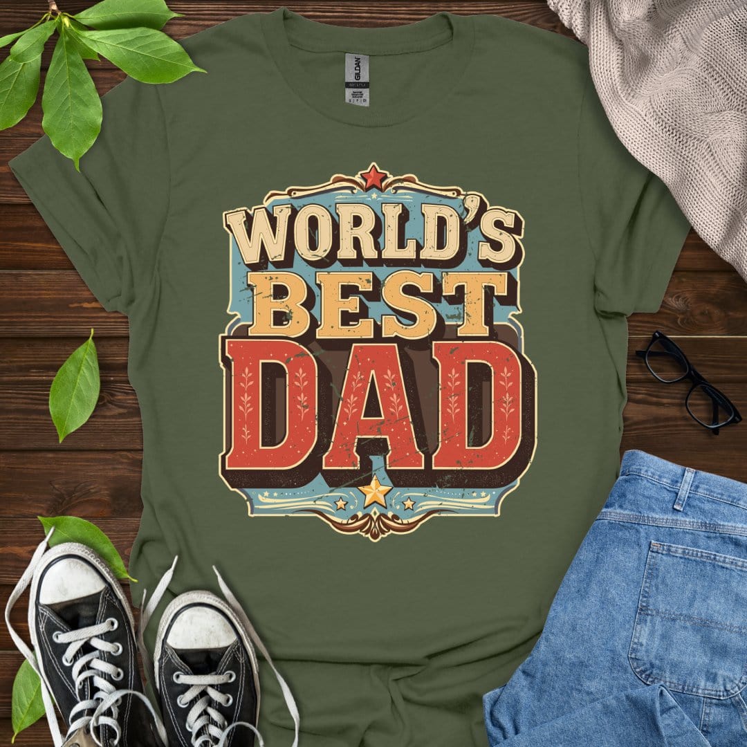 Printify T-Shirt Military Green / S World's Best Dad