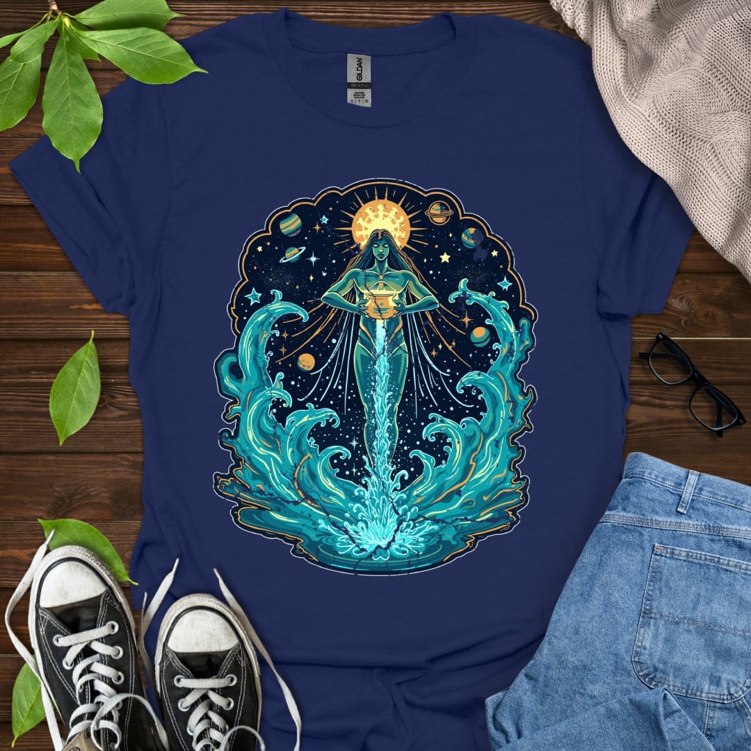 Printify T-Shirt Navy / XS Aquarius - Graphic