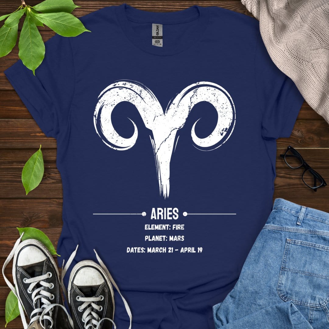 Printify T-Shirt Navy / XS Aries Glyph