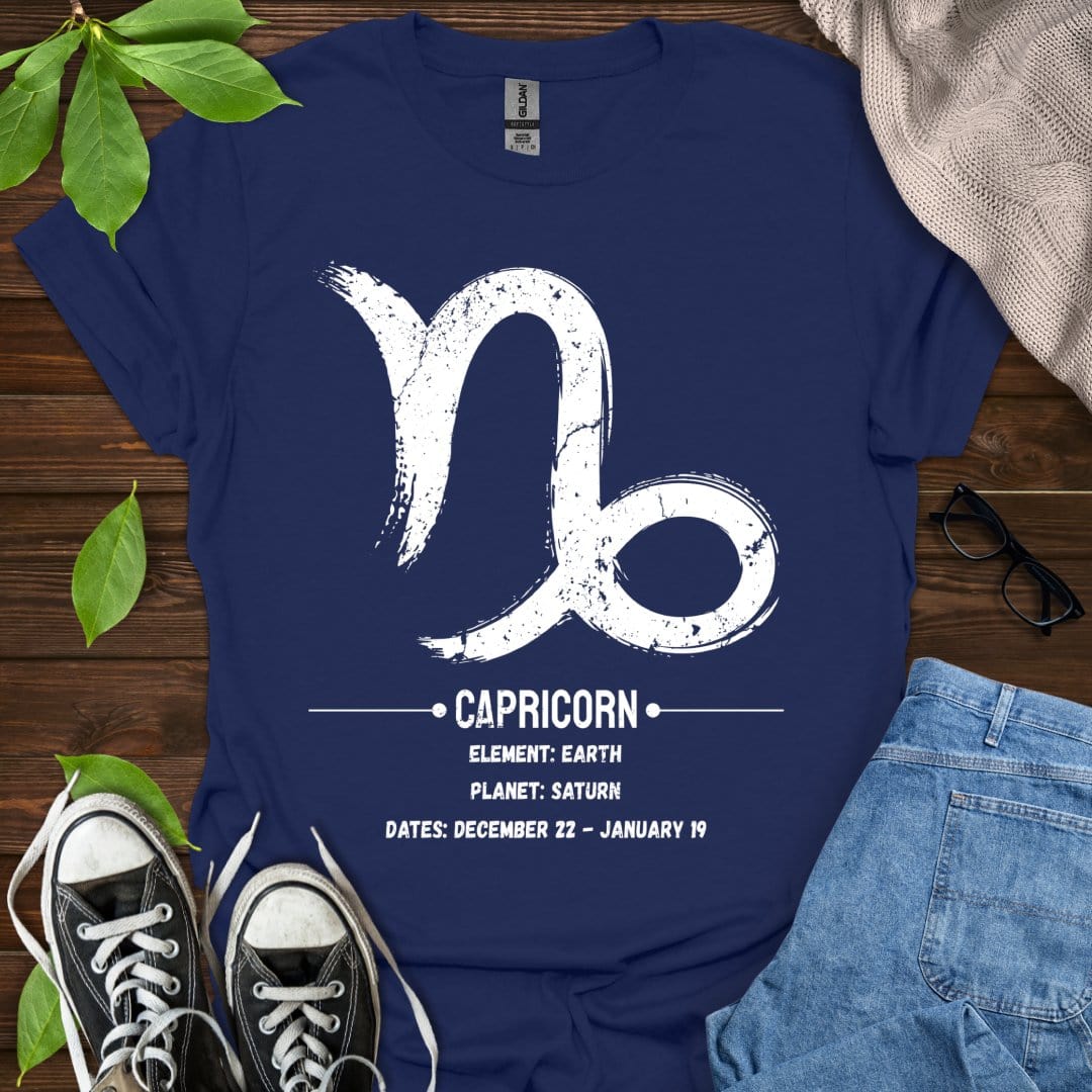 Printify T-Shirt Navy / XS Capricorn Glyph