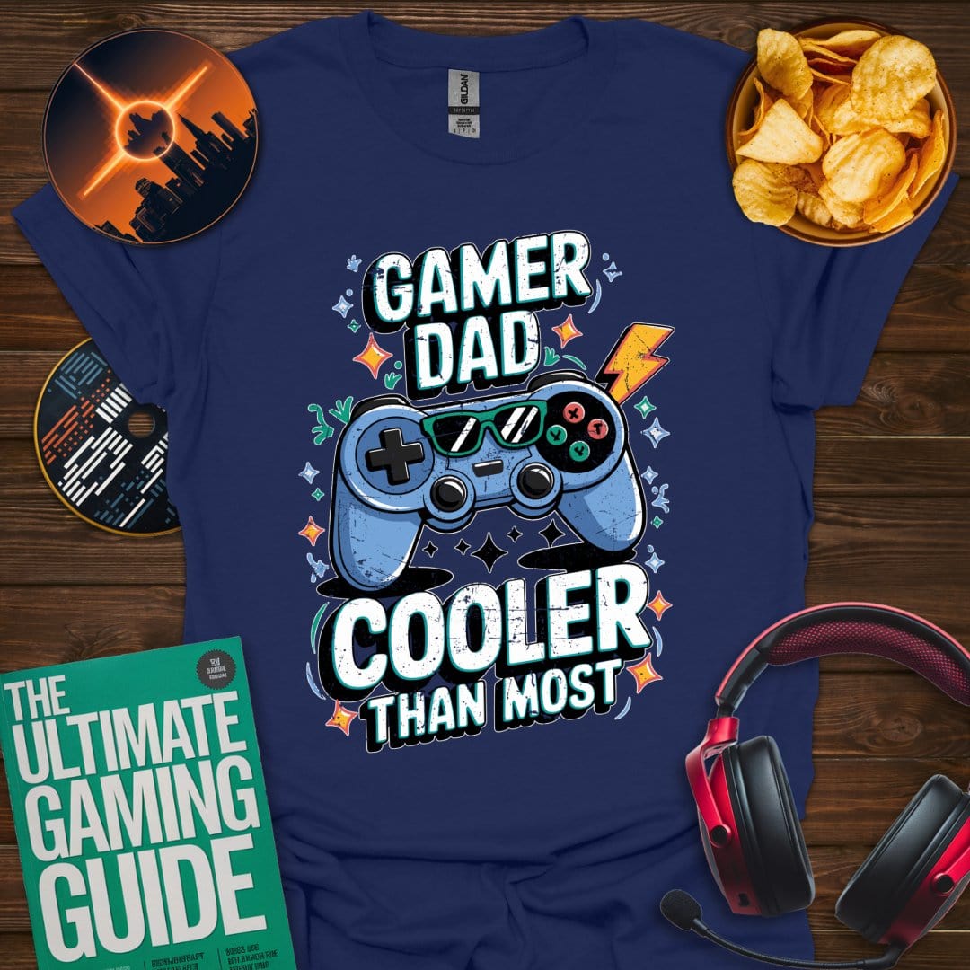 Printify T-Shirt Navy / XS Gamer Dad - Cooler Than Most