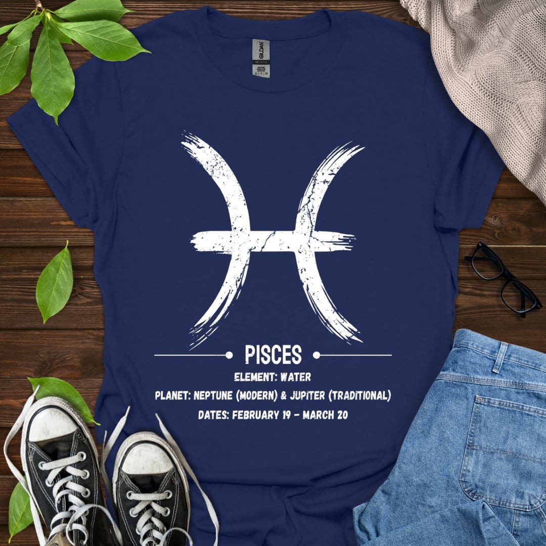 Printify T-Shirt Navy / XS Pisces Glyph