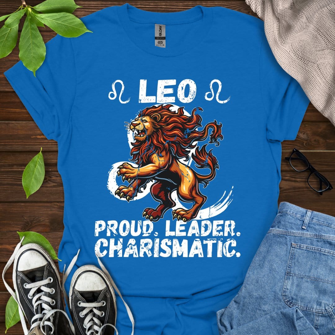 Printify T-Shirt Royal / XS Leo - Proud. Leader. Charismatic.