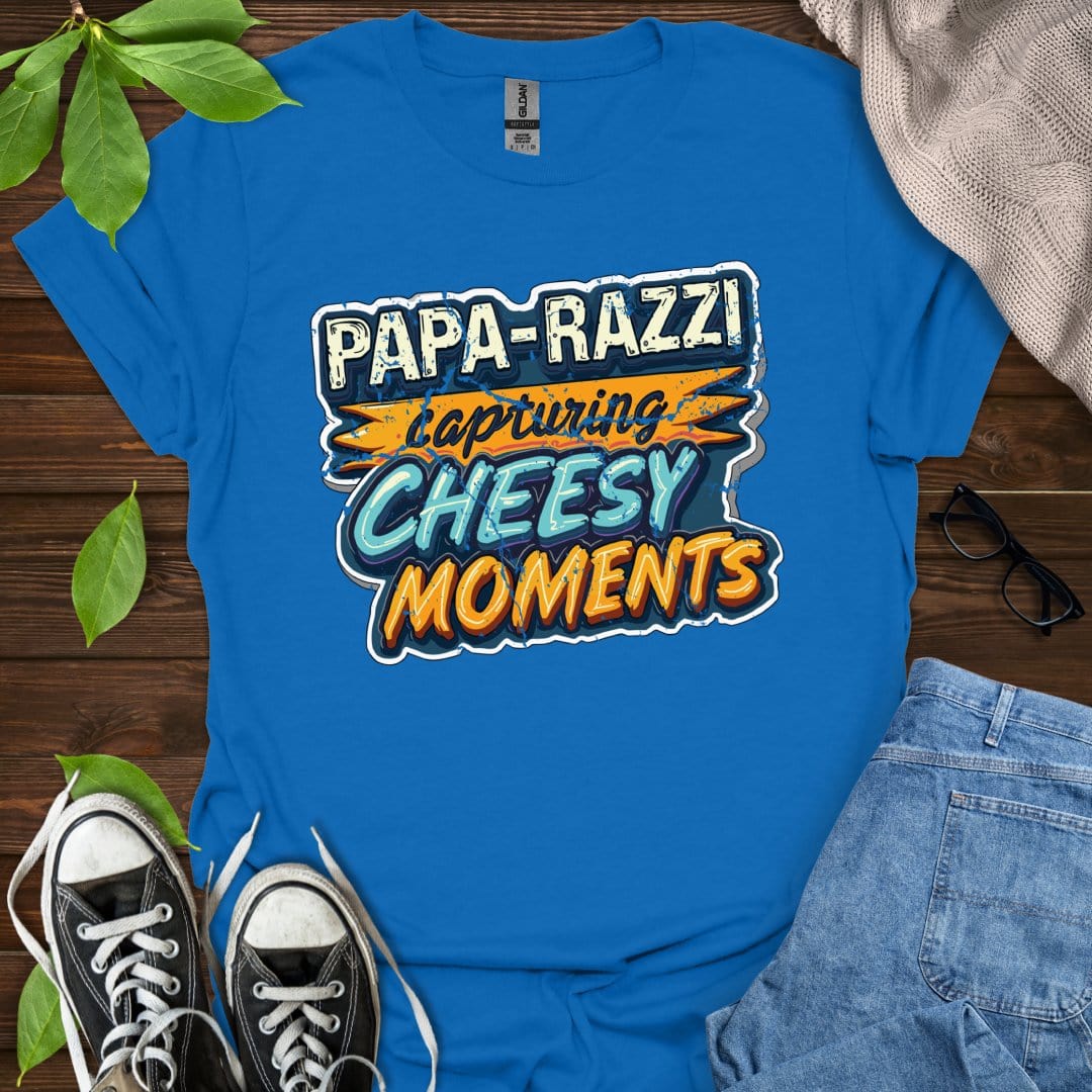 Printify T-Shirt Royal / XS Papa-Razzi - Capturing Cheesy Moments