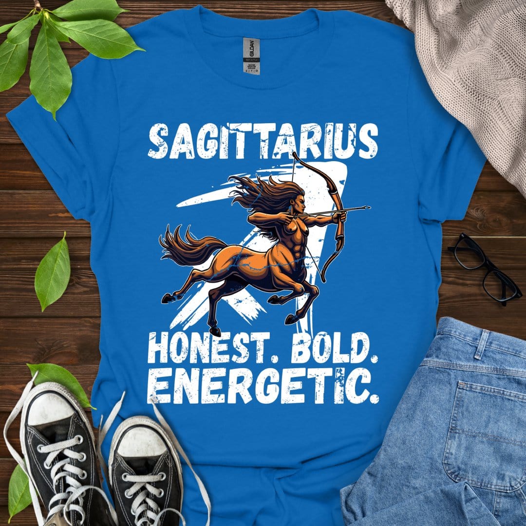 Printify T-Shirt Royal / XS Sagittarius - Honest. Bold. Energetic