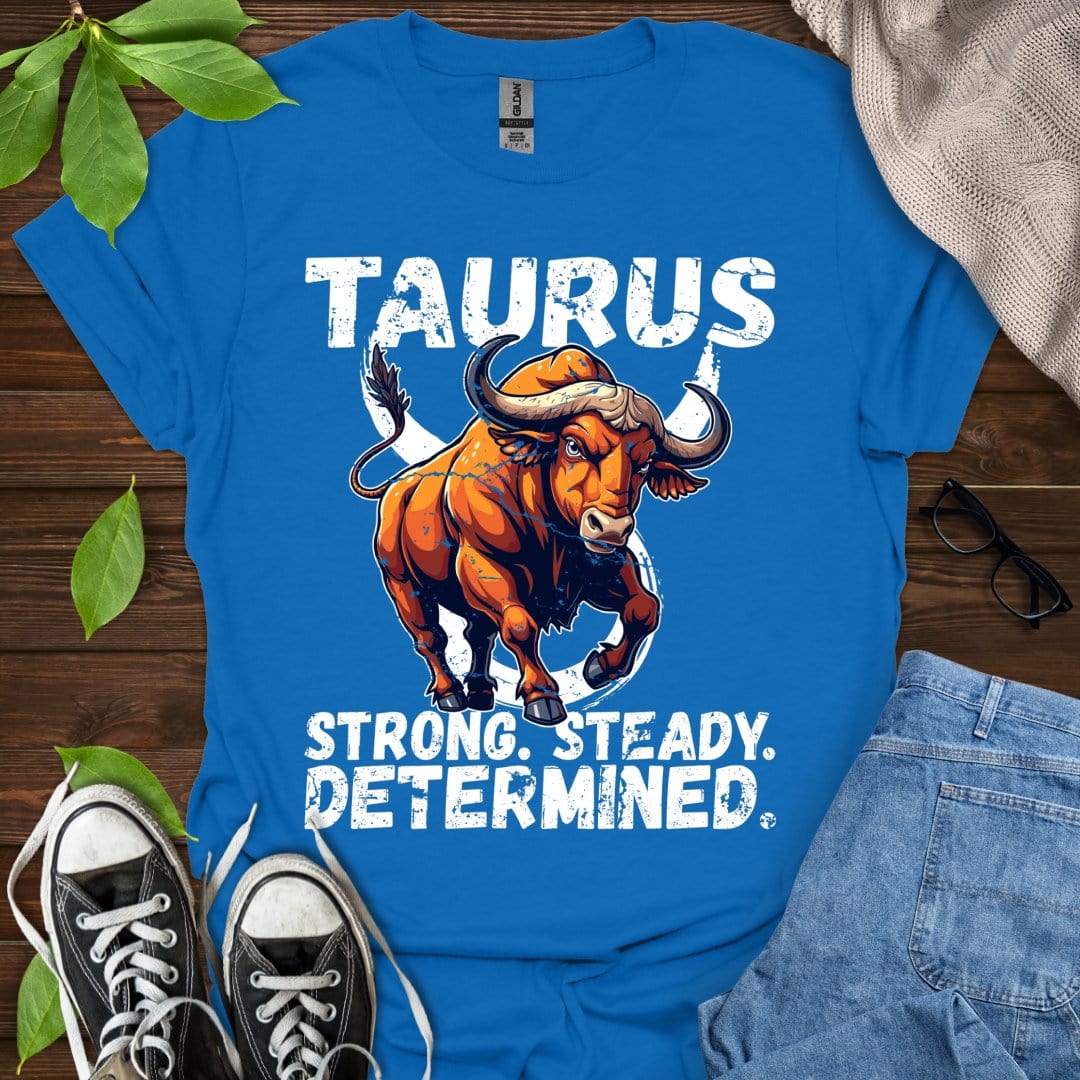 Printify T-Shirt Royal / XS Taurus - Strong. Steady. Determined.