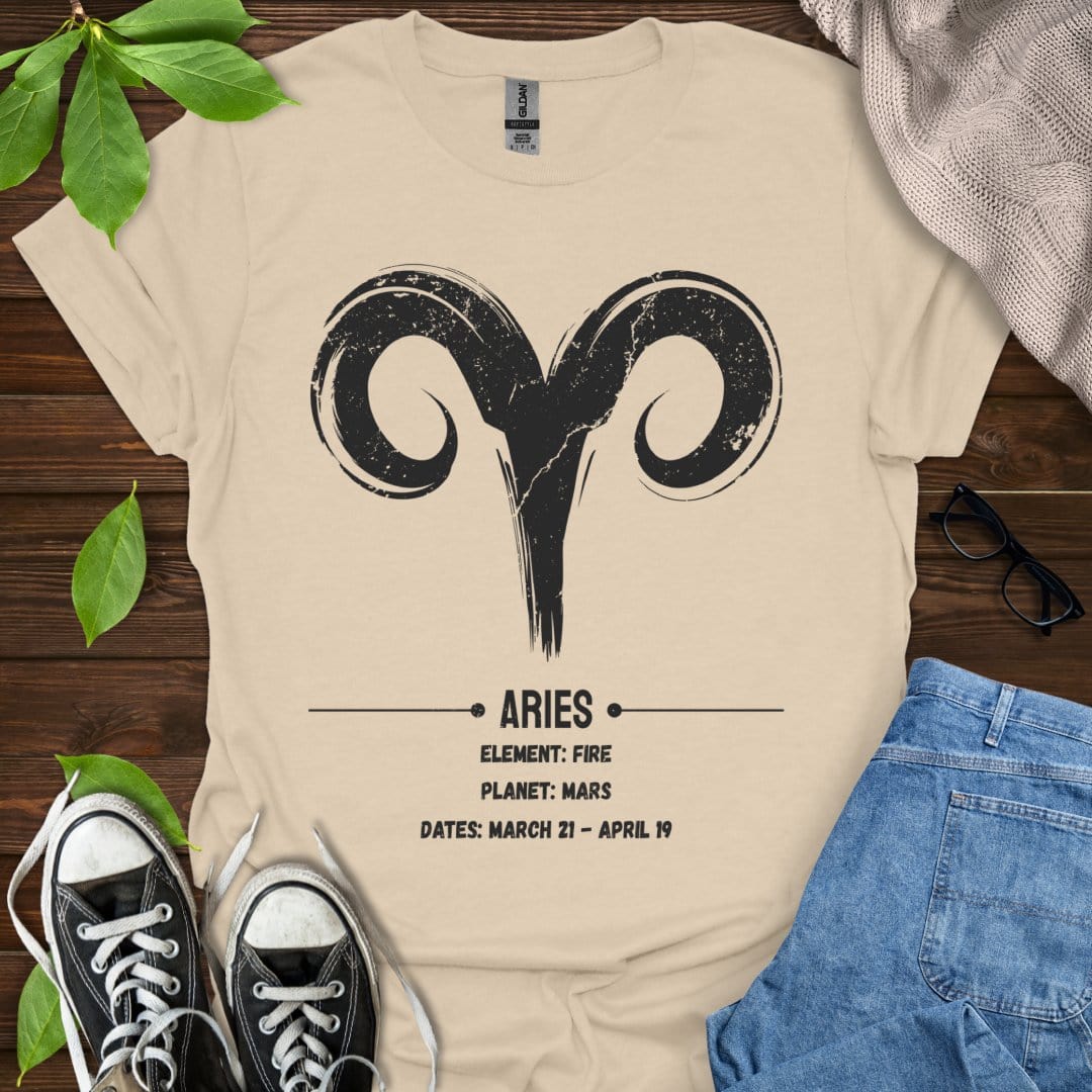 Printify T-Shirt Sand / S Aries Glyph