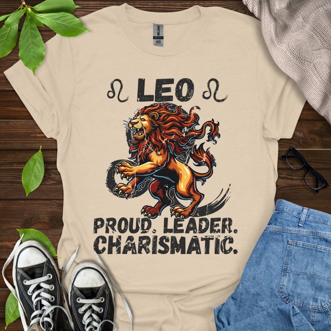 Printify T-Shirt Sand / S Leo - Proud. Leader. Charismatic.