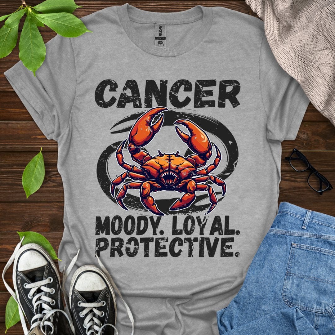Printify T-Shirt Sport Grey / XS Cancer - Moody. Loyal. Protective
