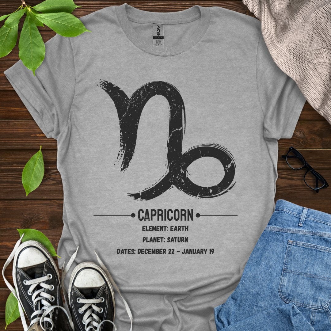 Printify T-Shirt Sport Grey / XS Capricorn Glyph