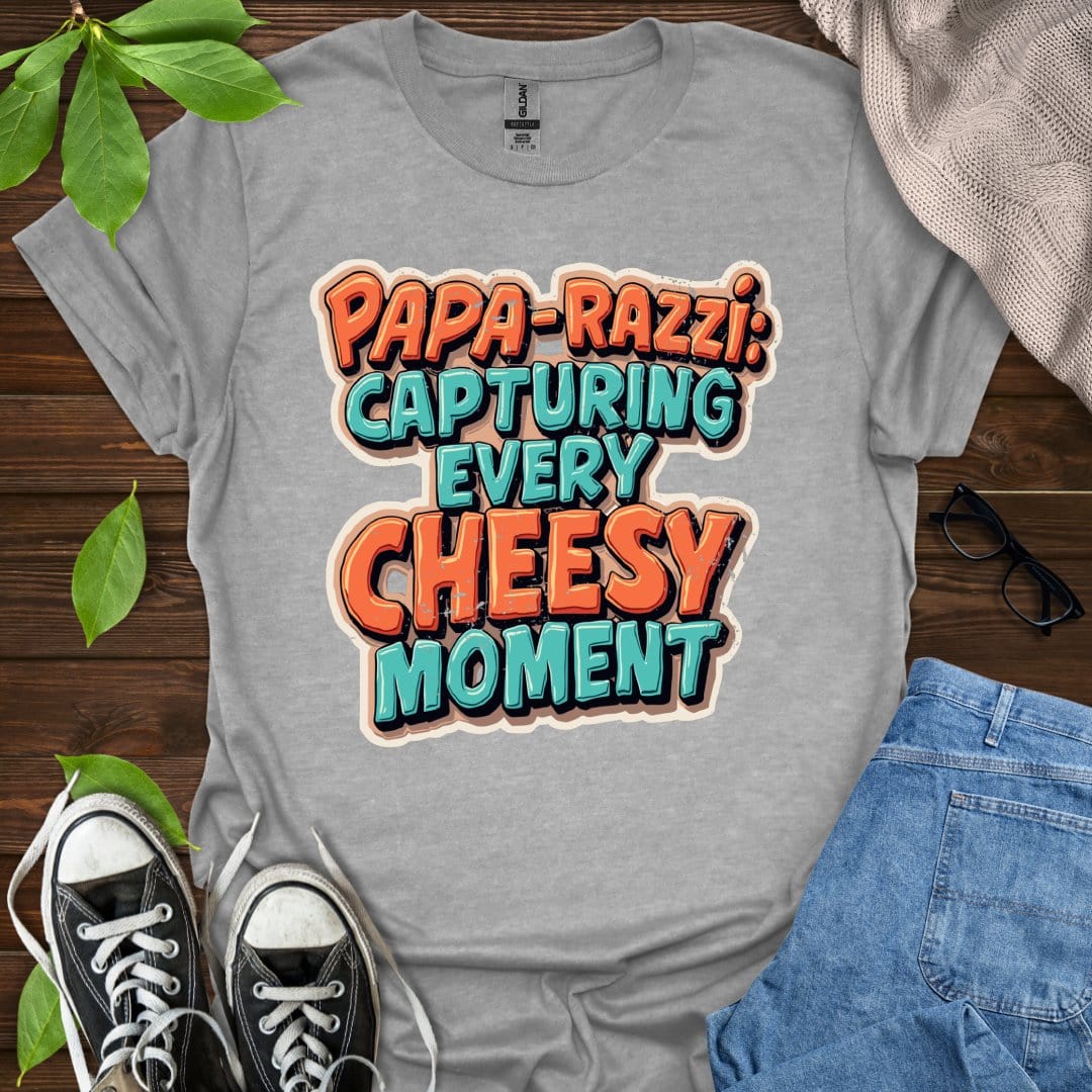 Printify T-Shirt Sport Grey / XS Papa-Razzi - Capturing Every Cheesy Moment