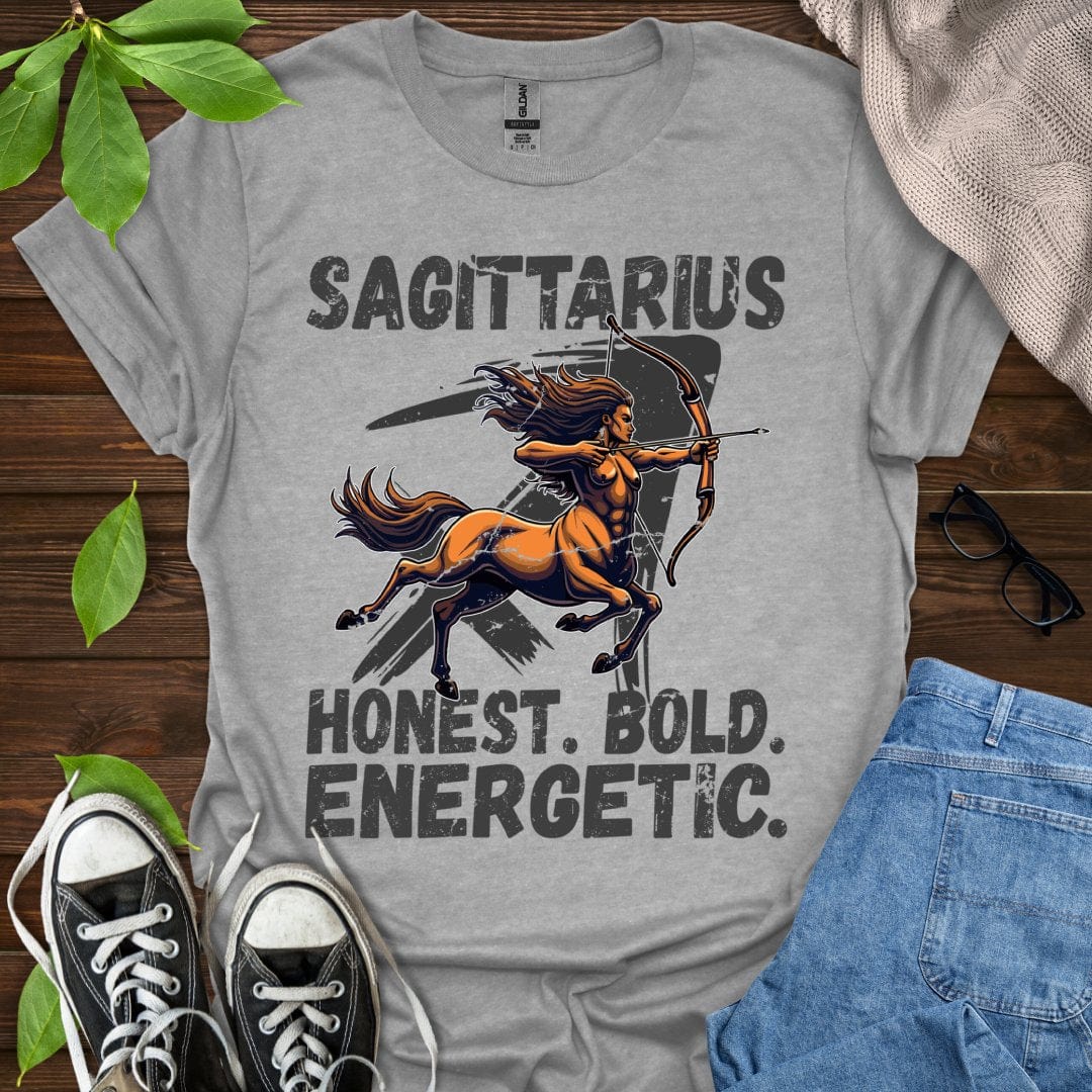 Printify T-Shirt Sport Grey / XS Sagittarius - Honest. Bold. Energetic