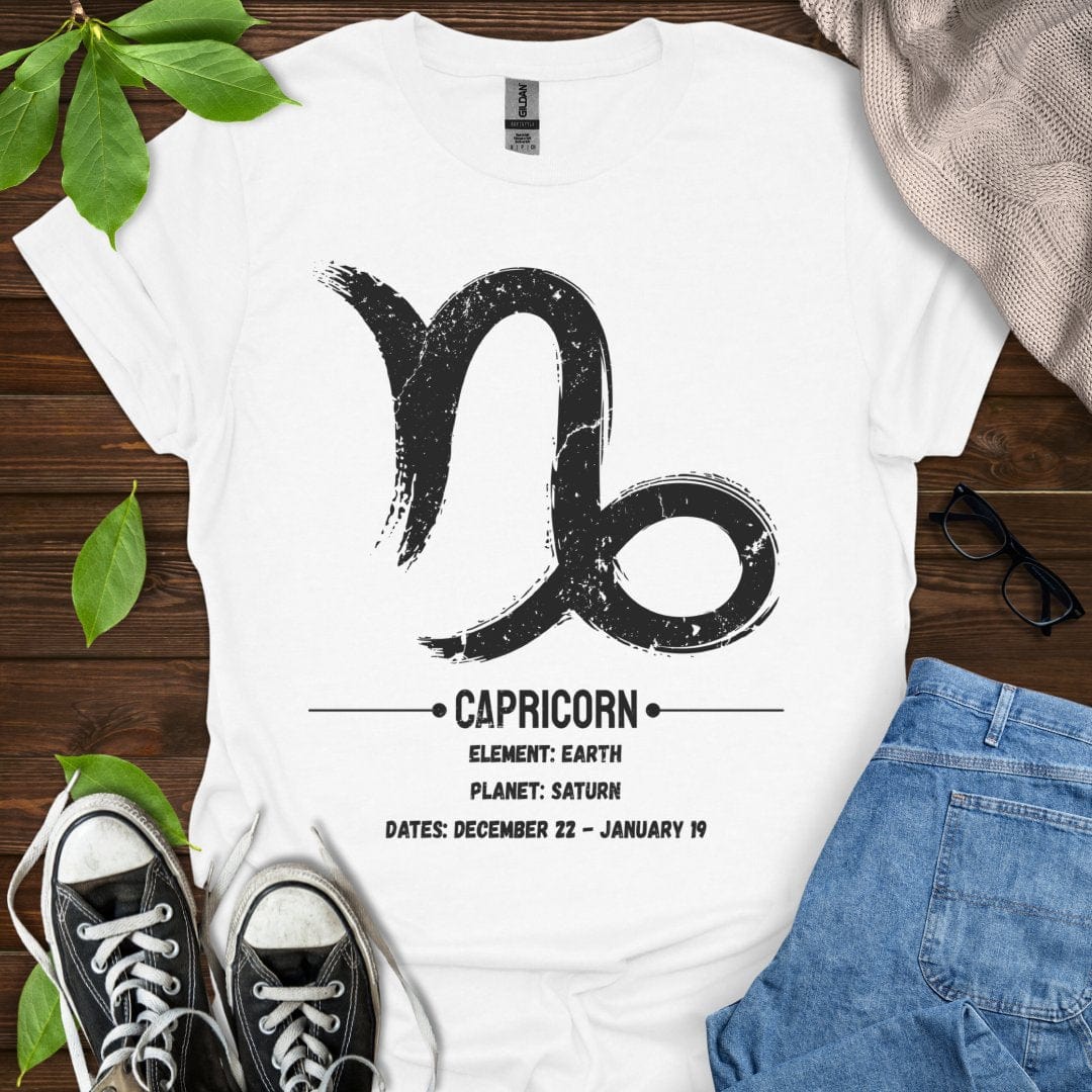 Printify T-Shirt White / XS Capricorn Glyph