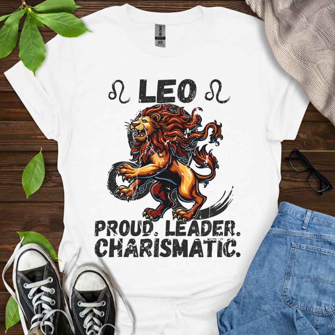 Printify T-Shirt White / XS Leo - Proud. Leader. Charismatic.