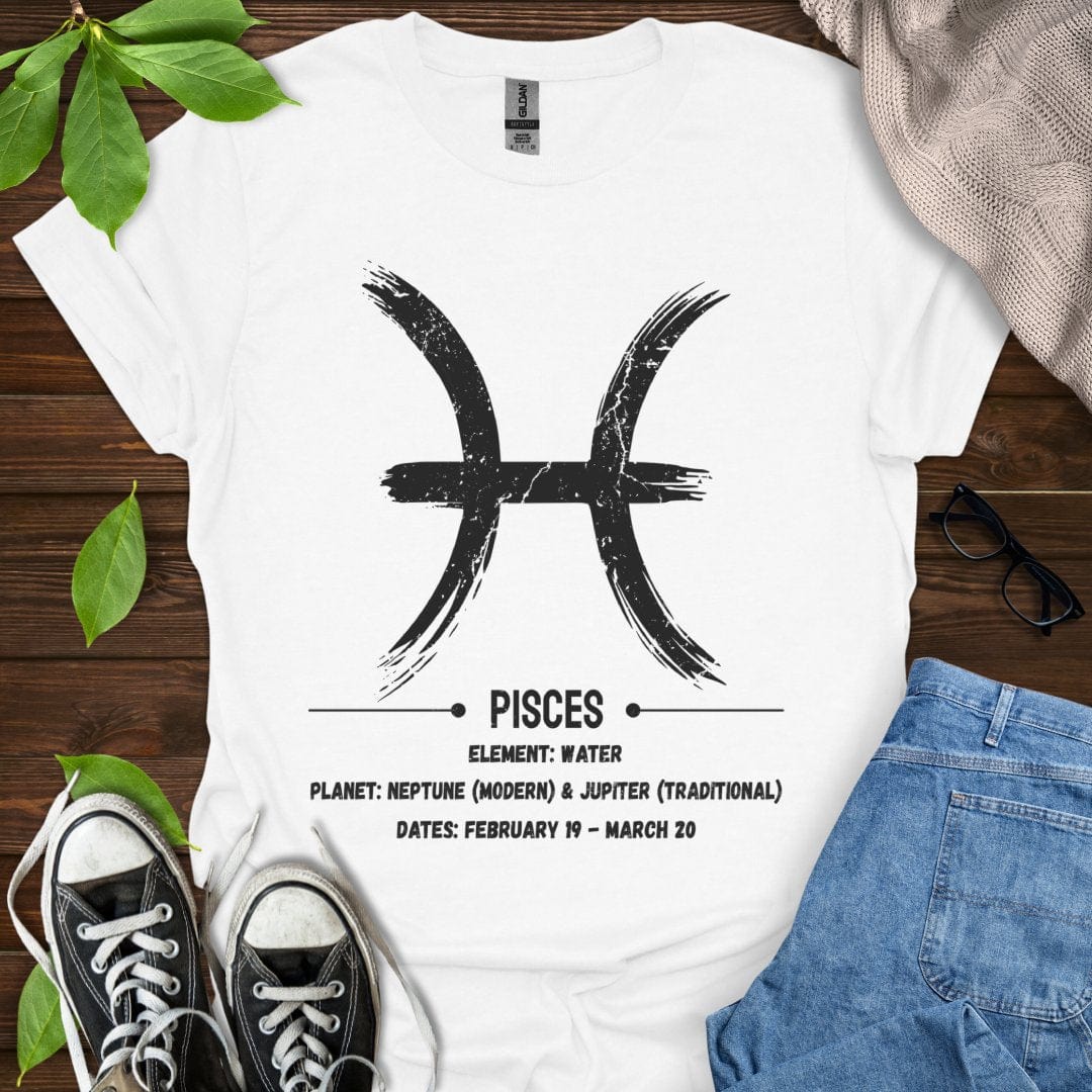 Printify T-Shirt White / XS Pisces Glyph
