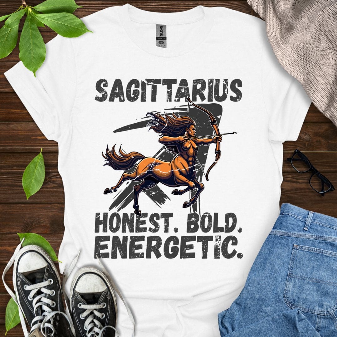Printify T-Shirt White / XS Sagittarius - Honest. Bold. Energetic