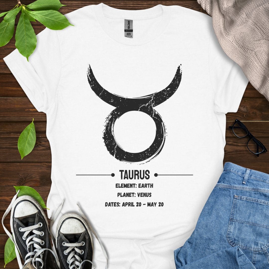 Printify T-Shirt White / XS Taurus Glyph