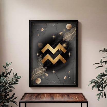 Aquarius Symbol High Contrast Wall Art