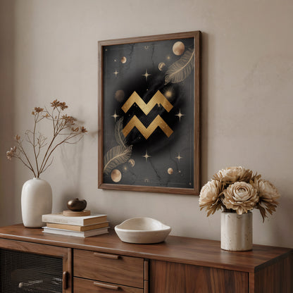 Aquarius Symbol High Contrast Wall Art
