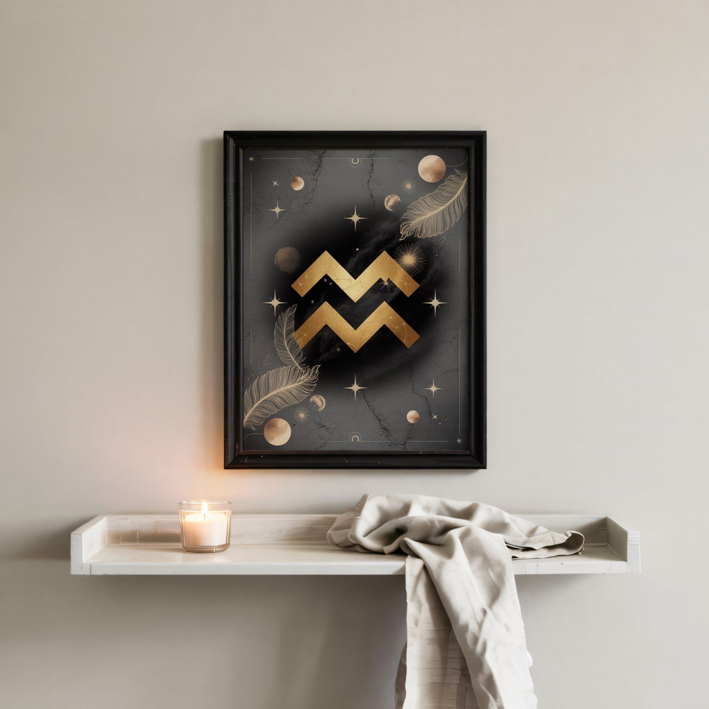 Aquarius Symbol High Contrast Wall Art