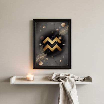 Aquarius Symbol High Contrast Wall Art