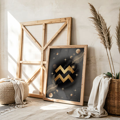 Aquarius Symbol High Contrast Wall Art