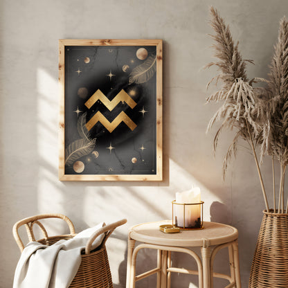 Aquarius Symbol High Contrast Wall Art