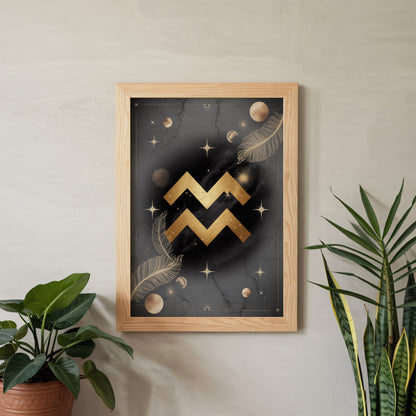 Aquarius Symbol High Contrast Wall Art