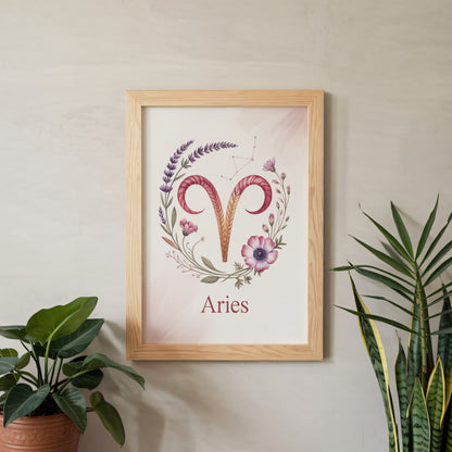 Aries Intricate Watercolour Wall Art