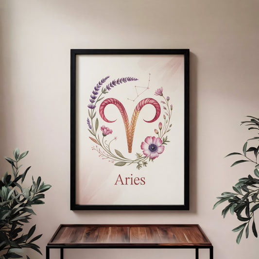 Aries Intricate Watercolour Wall Art