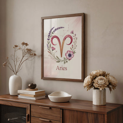 Aries Intricate Watercolour Wall Art