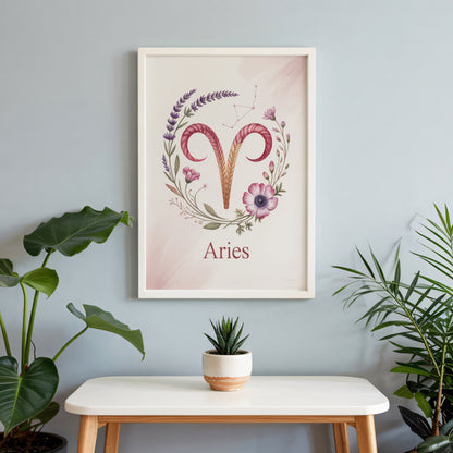 Aries Intricate Watercolour Wall Art