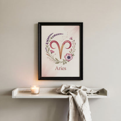 Aries Intricate Watercolour Wall Art
