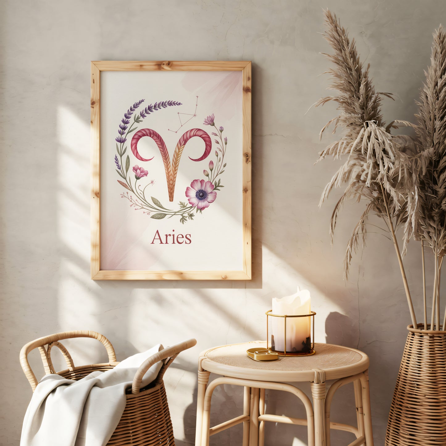 Aries Intricate Watercolour Wall Art