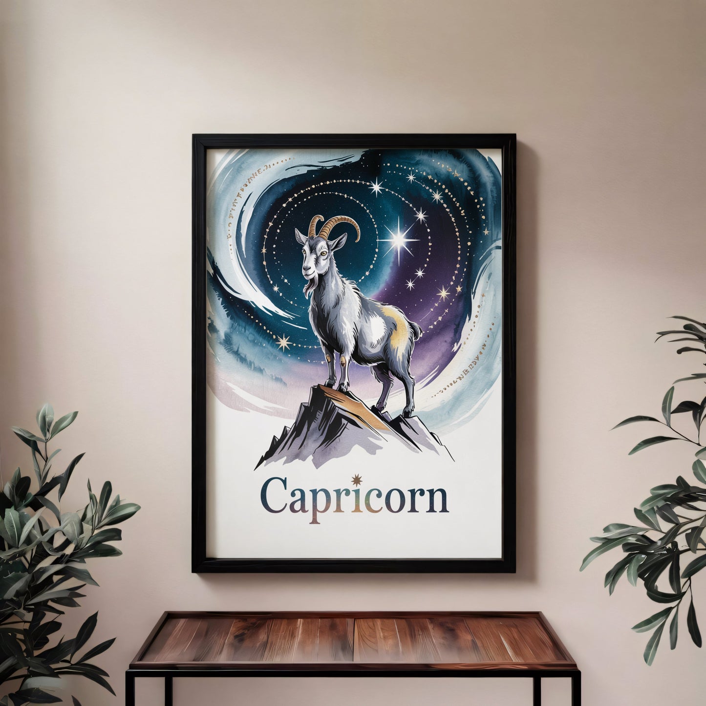 Aisle29 Posters Capricorn Celestial Goat Wall Art